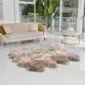 Large octo sheepskin rug in vole grey with a thick, textured pile and natural scalloped edges.