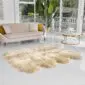 00007_Stone-v2 Large octo sheepskin rug in stone grey with a thick, natural wool pile.