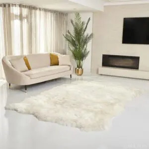 Large British Sheepskin Rug Natural Ivory 10 Skin