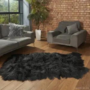Icelandic Sheepskin Rug 3 Skin Black
