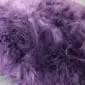 IMG_0117 Close-up of a purple sheepskin rug with long, thick, textured wool fibres.
