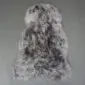 Shorn Icelandic sheepskin rug in mottled grey and white with a natural organic shape.