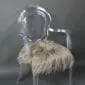 Taupe Icelandic sheepskin pad with long, shaggy wool laid flat.
