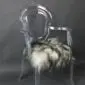 Long-haired Icelandic sheepskin pad with grey and cream wool on a .