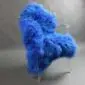 Cobalt blue Icelandic sheepskin rug with long, thick wool laid flat.