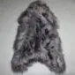 IMG_8542 Long-haired Icelandic sheepskin rug in graphite grey with a natural pelt shape.