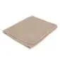 Folded beige merino wool kids blanket with stitched edges on a white background.