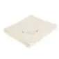 Folded ivory merino wool kids blanket with a textured surface and rounded corners.