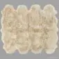 Rug-003 Large octo sheepskin rug in stone grey with a thick, textured wool pile and scalloped edges.
