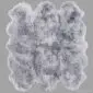 Rug-020 Large steel grey sexto sheepskin rug with a thick, textured wool pile and natural scalloped edges.