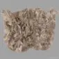 Taupe Icelandic sheepskin rug with long, thick, wavy wool and an irregular natural shape.