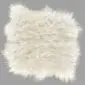 Rug-076 Ivory Icelandic sheepskin rug with long, thick wool and natural irregular edges on a grey background.