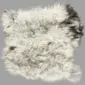 Rug-083 Long-haired Icelandic sheepskin rug in light grey and white with natural dark grey markings.
