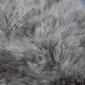 SHEEPSKIN RUG NZS-Taupe (7) Close-up of a taupe sheepskin rug showing thick, long and soft wool fibres.