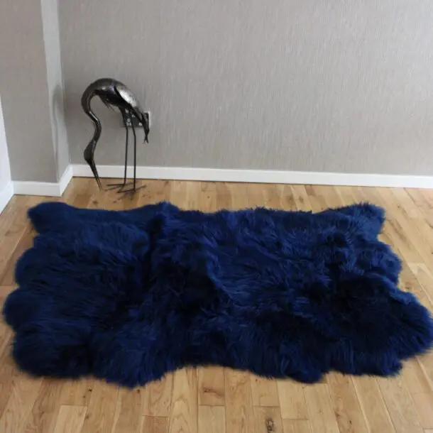 UK Sheepskin Rug Navy Blue 4 Skin