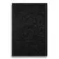 Rectangular black patchwork cowhide rug with a geometric pyramid pattern.