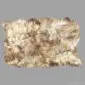 INRG4S Large rectangular Icelandic sheepskin rug with long, shaggy wool in mottled rusty grey and cream tones.