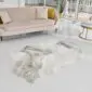 00013_designer Grey-v2 Large multi-layer Icelandic sheepskin rug with long, thick grey and white wool in an irregular natural shape.