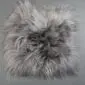 Square grey Icelandic sheepskin pad with long, thick wool fibres.