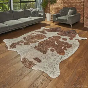 Brown and White Rose Gold Metallic Cowhide CM243