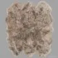Rug-017 Large taupe sheepskin rug with a natural, irregular scalloped edge and thick, textured wool pile.