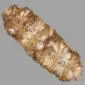 Double Icelandic sheepskin rug with long, textured wool in natural rusty grey and cream tones.