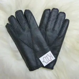 Men's Sheepskin Gloves Suede - Men's MED Black Suede