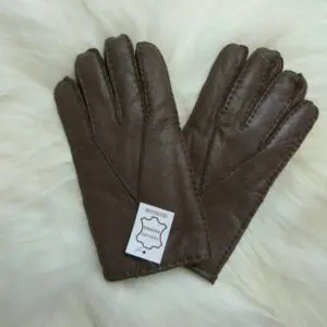 Men's Sheepskin Gloves Suede - Men's MED Brown