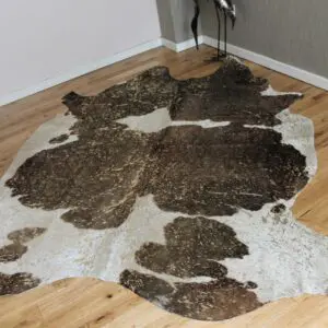 Brown and White Gold Metallic Cowhide CM284