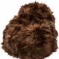 Rusty brown Icelandic sheepskin bean bag with long, thick textured wool.