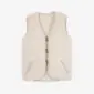 Merino Wool Vest Gilet Cream merino wool gilet with a V-neckline, three front buttons, and two side pockets.
