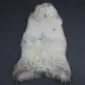 Rare Breed Sheepskin Rug RBL-46 (3) Large rare breed sheepskin rug with long cream wool and grey speckled markings on a dark background.