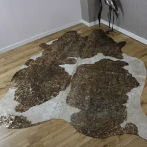 Brown and White Gold Metallic Cowhide CM296