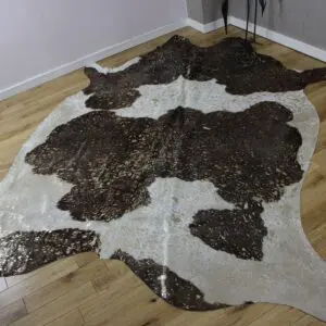 Brown and White Gold Metallic Cowhide CM298