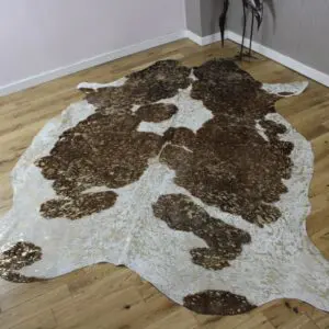 Brown and White Gold Metallic Cowhide CM300