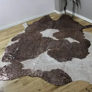Brown and White Rose Gold Metallic Cowhide CM295