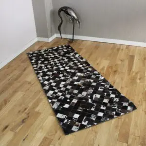 Patchwork Black Squares Cowhide Rug