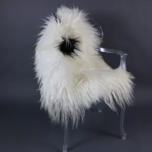 Natural Curly Icelandic Sheepskin Rug Spotted