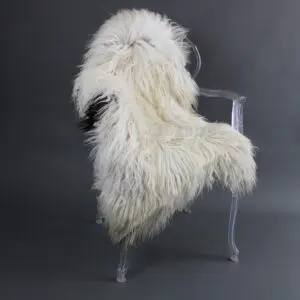 Natural Curly Dark Edges Sheepskin Rug MED15