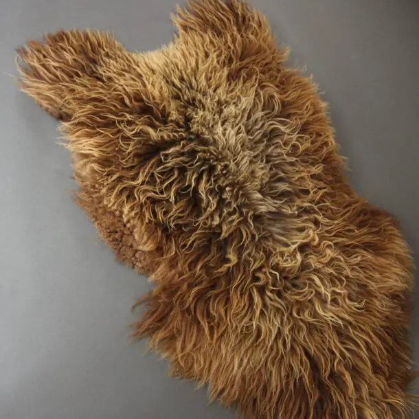 Natural Curly Rusty Icelandic Sheepskin Rug LRG