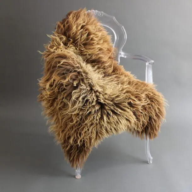 Natural Curly Rusty Icelandic Sheepskin Rug LRG