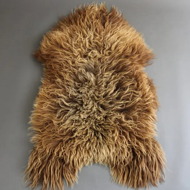 Natural Curly Rusty Icelandic Sheepskin Rug LRG