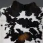 Calfskin Rug CF129 (4) Natural calfskin rug with black and white speckled markings and a small brown patch.