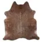 Cowhide Rug C00857 (2) Natural caramel-coloured cowhide rug with an irregular shape and speckled brown texture.