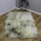 Rare-Breed British Sheepskin Quad RB4S-182 (2) Large quad sheepskin rug with long, thick wool in natural cream, grey and brown tones.