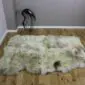 Rare-Breed British Sheepskin Quad RB4S-182 (4) Large quad sheepskin rug with long, thick wool in natural cream, grey and brown tones. detail view