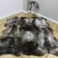 Rare-Breed Sheepskin Rug 6 Skin RBS6S-76 (2) Large six-skin rare breed sheepskin rug with natural mottled grey, brown, and cream wool textures.