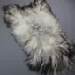 Natural Grey Icelandic Sheepskin Rug ING380 (5) Long-haired Icelandic sheepskin rug with natural grey, white and black wool fibres.