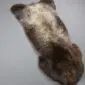 Large rare breed sheepskin rug with natural cream, grey and dark brown mottled wool fleece.