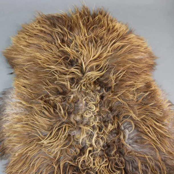Natural Curly Rusty Grey Icelandic Sheepskin Rug